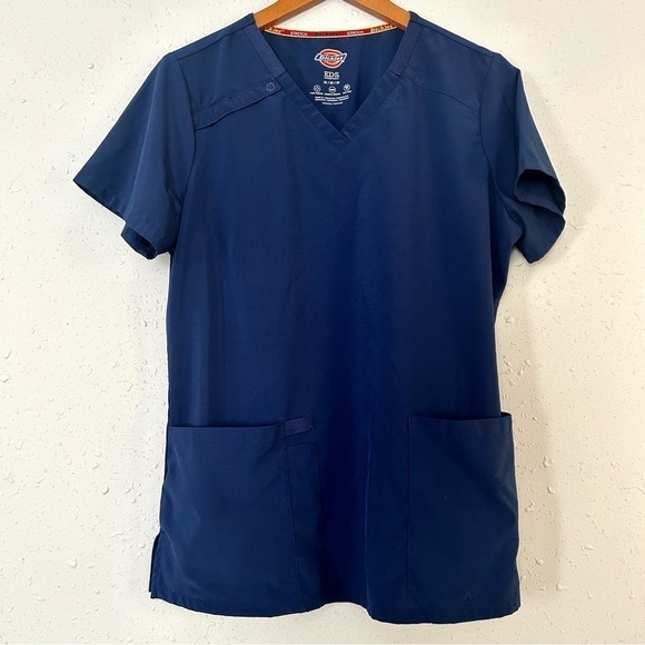 🦋 Dickies Blue V-Neck Scrub Top Nurse CNA Medial Hospital Medium - Picture 1 of 6
